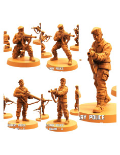Miniaturas Sin Pintar TYL Policía Militar Humana 32mm - Combo de 5