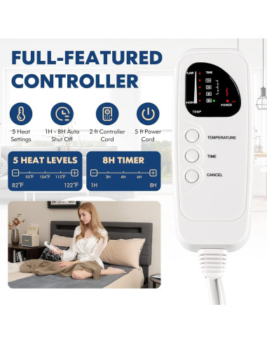 Almohadilla Térmica Eléctrica PETSITE 180x76 cm 5 Niveles Calor
