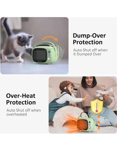 Calentador de Espacio Coolfor 800W Cerámica Verde Portátil