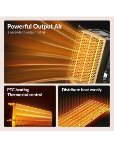 Calentador Eléctrico Portátil ADTARK 1500W con Termostato y Protección 2