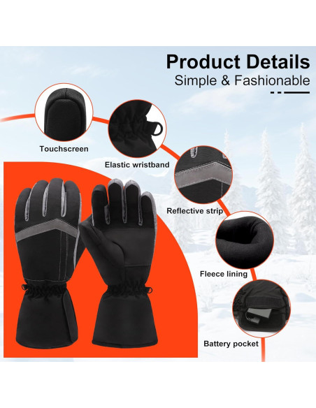 Guantes Calentados QILOVE Impermeables Táctiles para Invierno Guantes Calentados QILOVE Impermeables Táctiles para Invierno