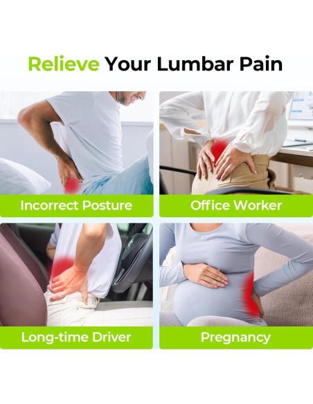 Almohada Lumbar AUVON Espuma Viscoelástica Ajustable Negra Almohada Lumbar AUVON Espuma Viscoelástica Ajustable Negra