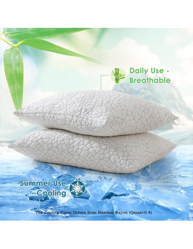 Almohada de Espuma de Memoria KUSNUG Queen Ajustable Refrigerante