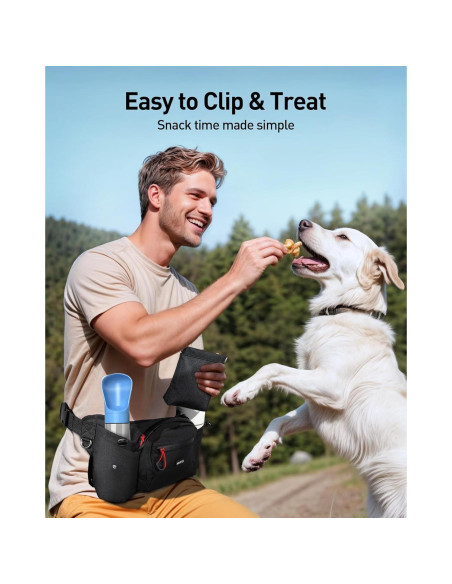 Mochila de Cintura AGPTEK para Entrenamiento de Perros, Negra Mochila de Cintura AGPTEK para Entrenamiento de Perros, Negra