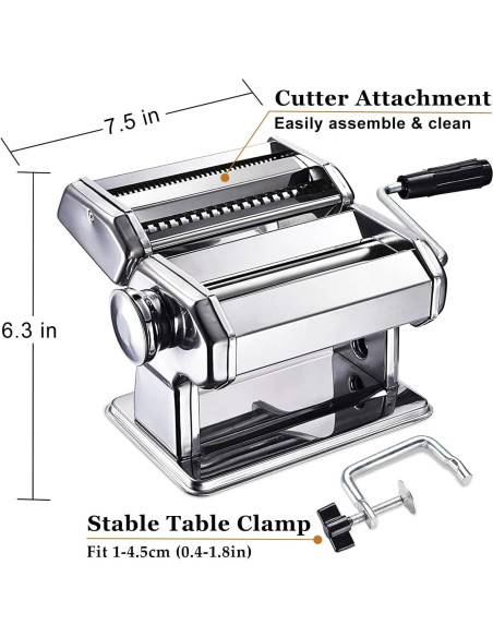 Máquina de Pasta AIDOIT Manual 9 Grosor Acero Inoxidable Máquina de Pasta AIDOIT Manual 9 Grosor Acero Inoxidable