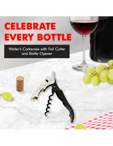Sacacorchos Chef Craft 12,7 cm con Cortador y Abrebotellas
