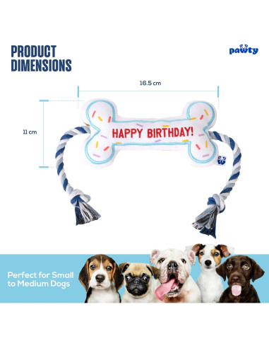 Juguete Interactivo para Perros Pawty Hueso de Cumpleaños Blanco
