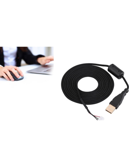 Cable Universal para Ratón Yosoo Trenzado USB 5 Pines Negro Cable Universal para Ratón Yosoo Trenzado USB 5 Pines Negro