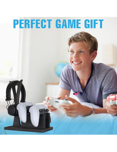 Organizador de Controladores de Madera Kaseny para Gamer - Soporte Auriculares y Accesorios