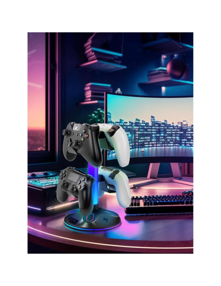 Soporte para Auriculares RGB Doble Capa con Carga USB - PHY-240301 Soporte para Auriculares RGB Doble Capa con Carga USB - PHY-240301