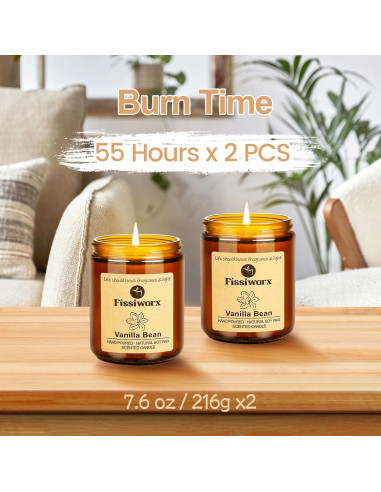 Juego de Velas Aromáticas de Vainilla Fissiworx 425g 2 Pack