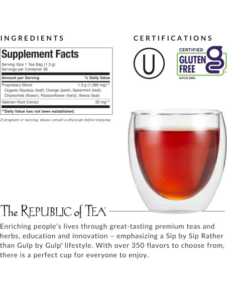 Té de Hierbas La República del Té Zzz's Sin Cafeína 36 Bolsitas Té de Hierbas La República del Té Zzz's Sin Cafeína 36 Bolsitas