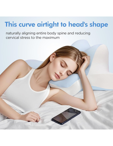 Almohada Cervical Ergonómica ByNaRIX Espuma de Memoria Azul Almohada Cervical Ergonómica ByNaRIX Espuma de Memoria Azul