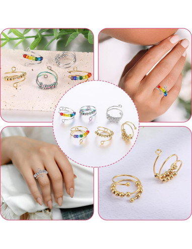 Anillo Antiestrés Ajustable Yuanchu - 7 Piezas para Mujeres