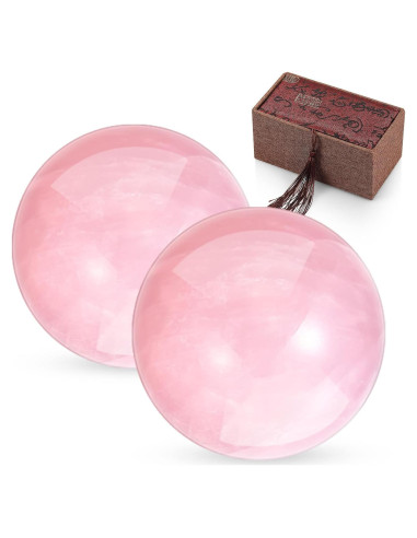 Bolas de Baoding de Cuarzo Rosa Inbagi para Masaje - 2 Pcs