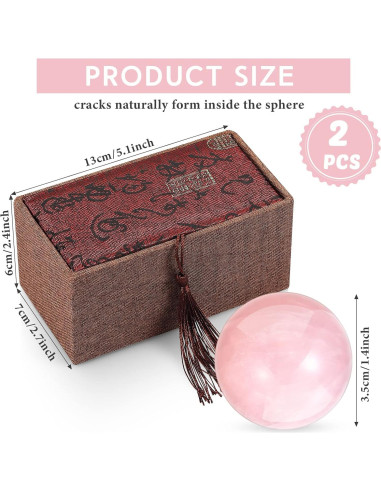 Bolas de Baoding de Cuarzo Rosa Inbagi para Masaje - 2 Pcs