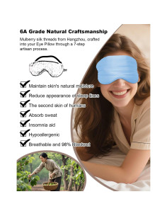 Máscara para dormir de seda de morera Barlixy 22 Momme Azul 2