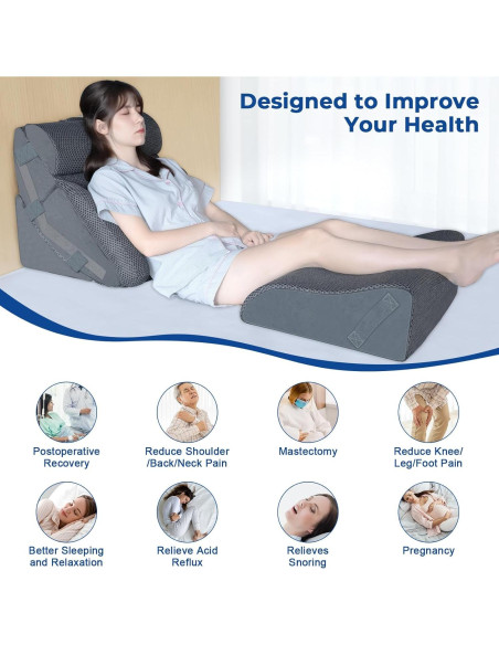 Juego de Almohadas en Cuña Ortopédicas KingPavonini 4 Piezas Juego de Almohadas en Cuña Ortopédicas KingPavonini 4 Piezas