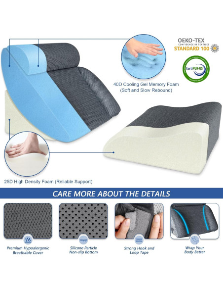 Juego de Almohadas en Cuña Ortopédicas KingPavonini 4 Piezas Juego de Almohadas en Cuña Ortopédicas KingPavonini 4 Piezas