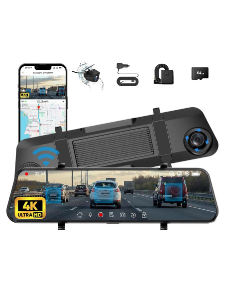 Cámara de tablero espejo 4K Aprilboy P30 con GPS y WiFi Cámara de tablero espejo 4K Aprilboy P30 con GPS y WiFi
