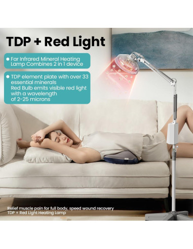 Lámpara de Terapia de Luz Infrarroja YUNCHI 275W 2 en 1