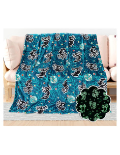 Manta que Brilla en la Oscuridad Axolote Negro BORORO 130x150 cm