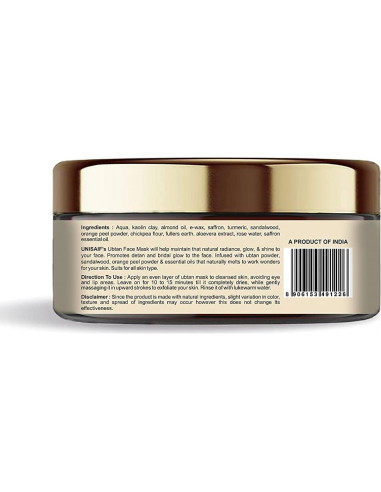 Mascarilla Facial Ubtan Unisaif con Cúrcuma y Azafrán 50g
