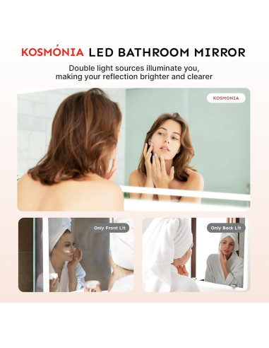 Espejo de Baño LED Kosmonia 50.8x76.2 cm Anti-vaho