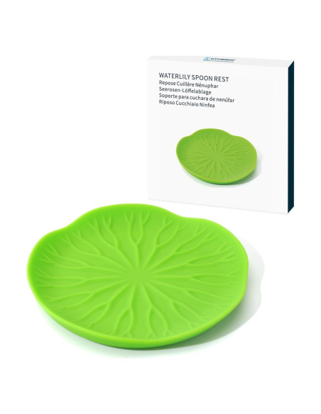 Soporte de Cuchara de Silicona KITCHENDAO - Verde Floral - 15x12cm Soporte de Cuchara de Silicona KITCHENDAO - Verde Floral - 15x12cm