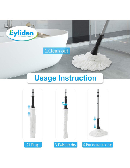 Mopa Eyliden de Microfibra con Escurridor y 2 Cabezas 146 cm Mopa Eyliden de Microfibra con Escurridor y 2 Cabezas 146 cm
