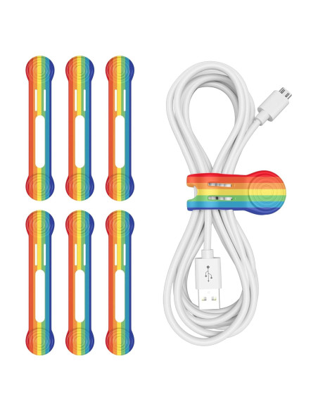 Viaky 6 Pcs Sujetadores Magnéticos de Cable Arcoíris Silicona Viaky 6 Pcs Sujetadores Magnéticos de Cable Arcoíris Silicona