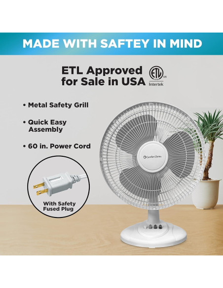 Ventilador de Mesa Oscilante Comfort Zone CZ161BK 40.64 cm 3 Velocidades Ventilador de Mesa Oscilante Comfort Zone CZ161BK 40.64 cm 3 Velocidades