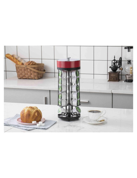 Carrousel de Almacenamiento de Cápsulas de Café Premium Racks - Base Giratoria - Caja de Azúcar Removible Carrousel de Almacenamiento de Cápsulas de Café Premium Racks - Base Giratoria - Caja de Azúcar Removible