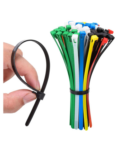 Bridas Desprendibles Reutilizables CSZD 8" Nylon 100 Pcs Multicolor
