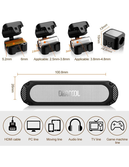 Soporte Magnético Dracool para Cables 6 Slots Negro Soporte Magnético Dracool para Cables 6 Slots Negro