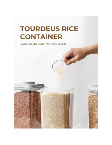 Contenedor de Arroz Hermético Tourdeus 4L con Taza Medidora