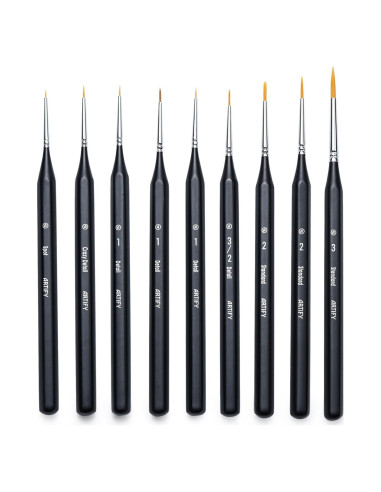 Juego de Pinceles ARTIFY 9 Piezas Detalle Miniatura Nylon