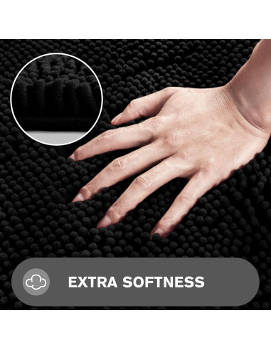 Alfombra de Baño PureSwan 30x30cm Antideslizante Chenilla Negra