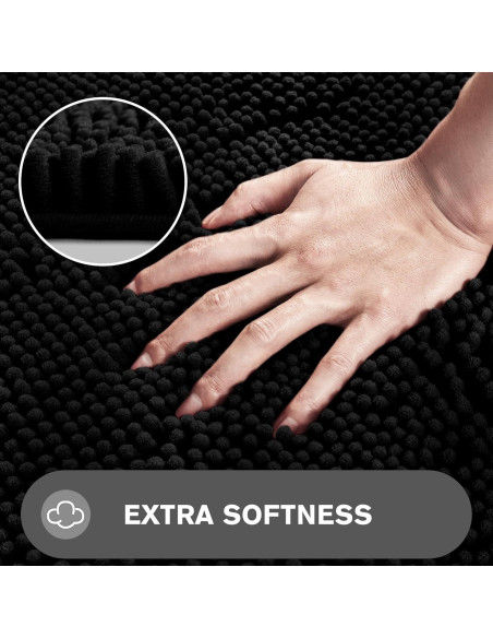 Alfombra de Baño PureSwan 30x30cm Antideslizante Chenilla Negra Alfombra de Baño PureSwan 30x30cm Antideslizante Chenilla Negra