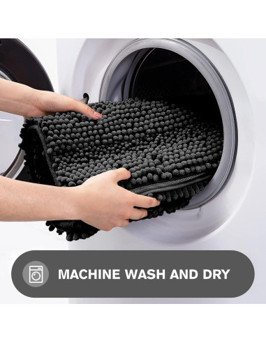 Alfombra de Baño PureSwan 30x30cm Antideslizante Chenilla Negra