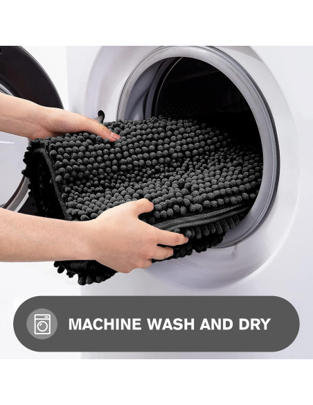 Alfombra de Baño PureSwan 30x30cm Antideslizante Chenilla Negra Alfombra de Baño PureSwan 30x30cm Antideslizante Chenilla Negra