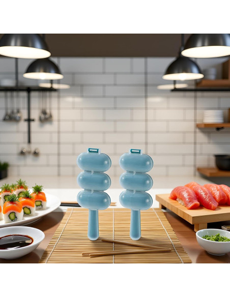 Kit de Moldeadores de Bolas de Arroz Htppzjr - 2 Piezas Azul Kit de Moldeadores de Bolas de Arroz Htppzjr - 2 Piezas Azul