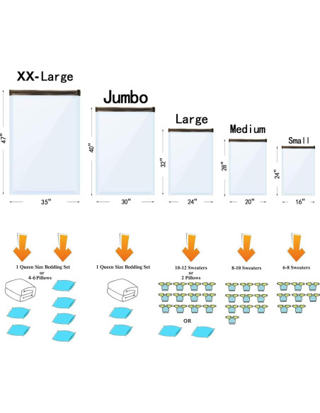 Paquete 12 Bolsas Almacenamiento Vacío GONGSHI 3 Jumbo 3 Grandes Paquete 12 Bolsas Almacenamiento Vacío GONGSHI 3 Jumbo 3 Grandes