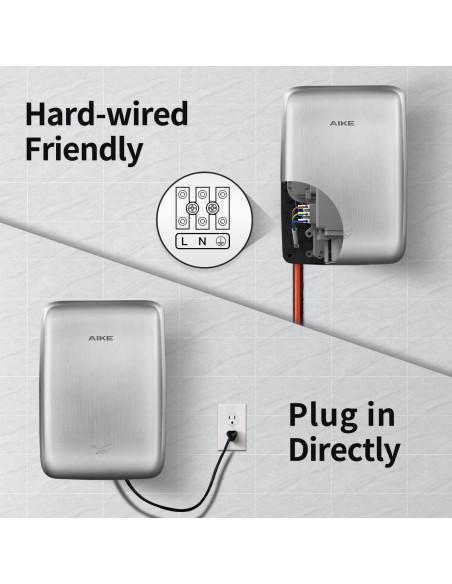 Secador de manos AIKE AK2803D 1350W Acero Inoxidable Compacto Secador de manos AIKE AK2803D 1350W Acero Inoxidable Compacto