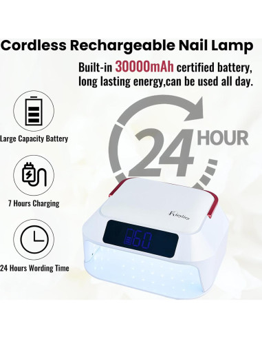 Lámpara de Uñas Inalámbrica Kicylicy 218W UV LED Recargable