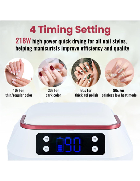 Lámpara de Uñas Inalámbrica Kicylicy 218W UV LED Recargable Lámpara de Uñas Inalámbrica Kicylicy 218W UV LED Recargable