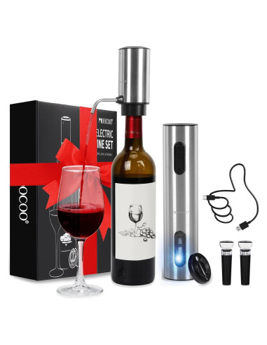 Juego Abridor Vino Eléctrico Moocoo 5 en 1 Acero Inoxidable
