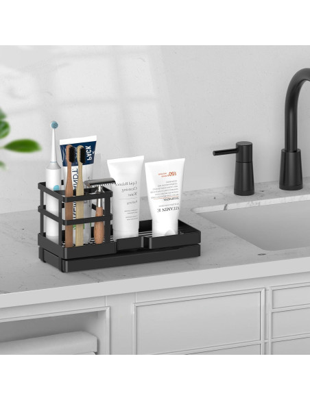 Soporte para Cepillos de Dientes MYITYARD con Organizador de Algodón Soporte para Cepillos de Dientes MYITYARD con Organizador de Algodón