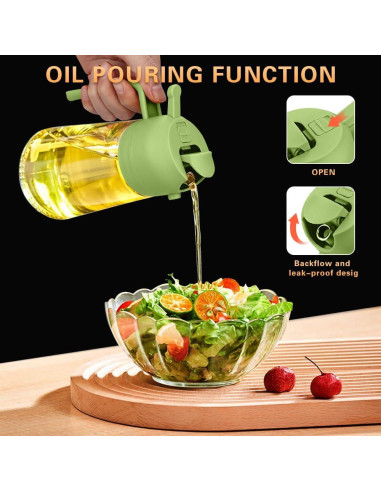 Pulverizador y Dispensador de Aceite MGahyi 470 ml Verde