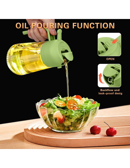 Pulverizador y Dispensador de Aceite MGahyi 470 ml Verde Pulverizador y Dispensador de Aceite MGahyi 470 ml Verde